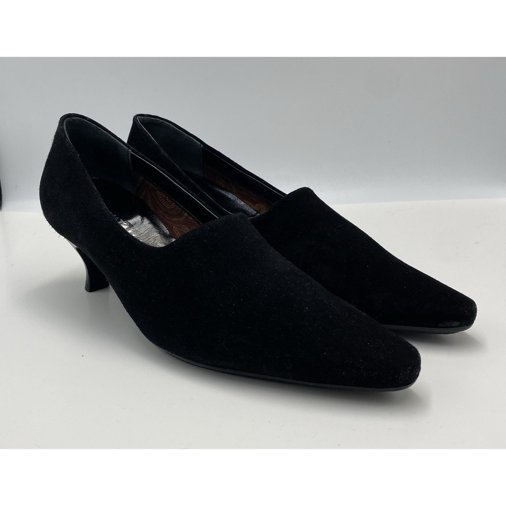 Aquatalia Women's Suede Pointed Toe Kitten Heels Black Size 8.5